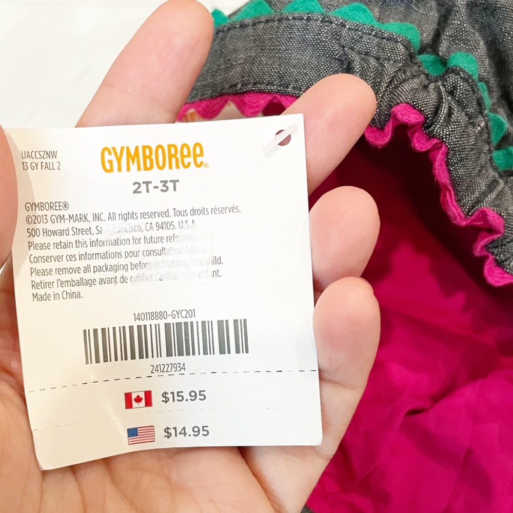 Gymboree Denim Newsboy Cap Pink and Teal Details Pull On NWT Size 2T-3T - Picture 5 of 7